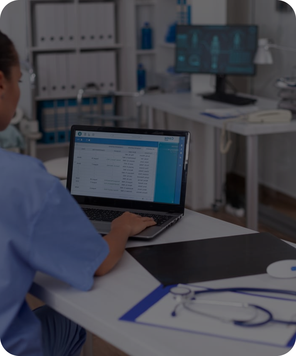 Nurse using laptop